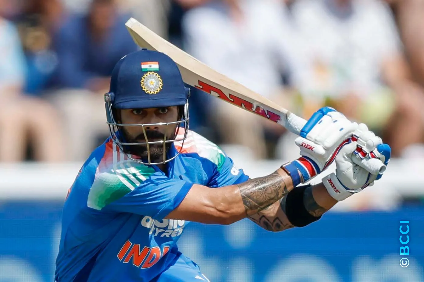 Virat Kohli of India plays a shot during the 2nd ODI match between England and India at the Sophia Gardens, Cardiff, Wales on July 16, 2026.Photo: Deepak Malik / CREIMAS for BCCI
