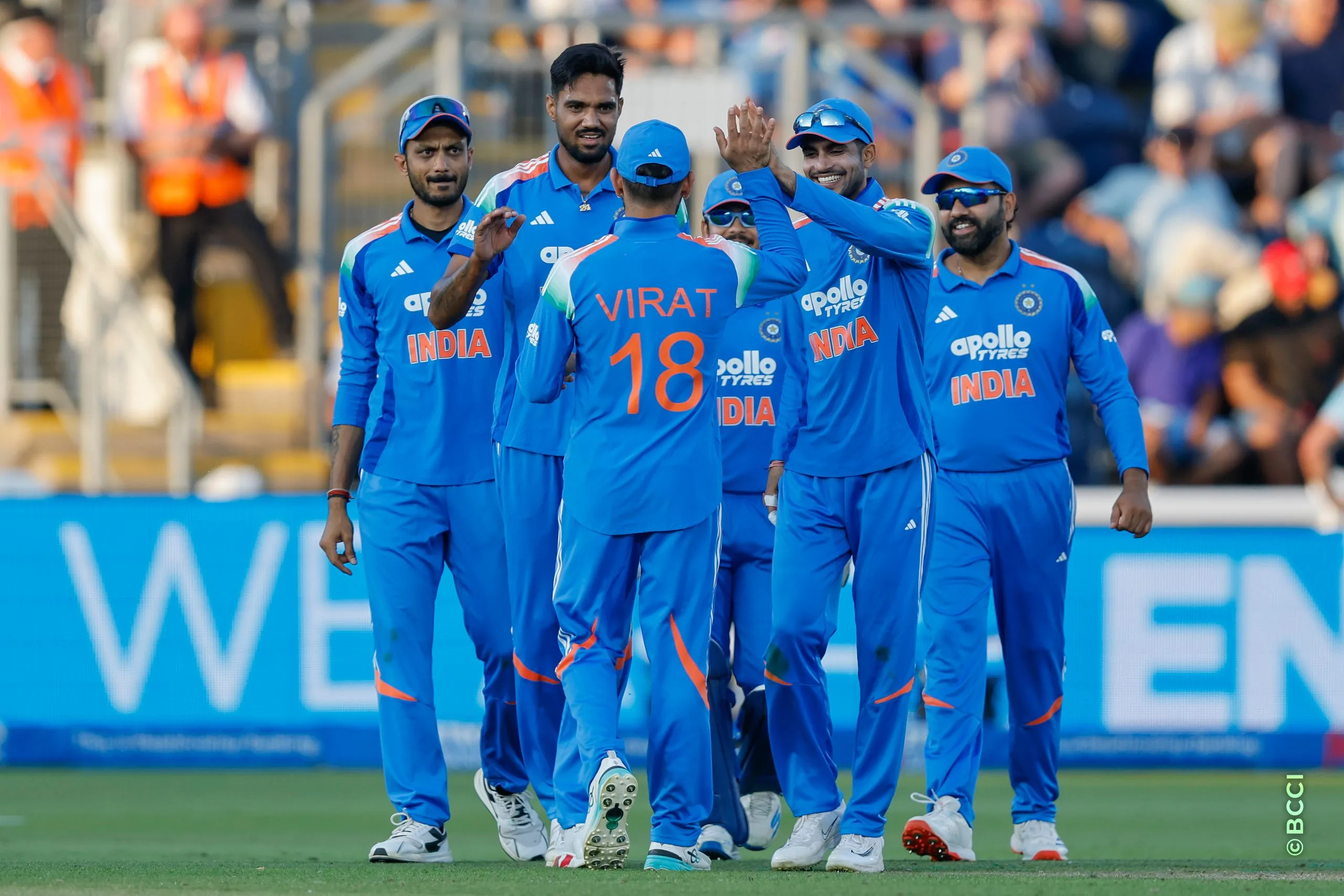 Gurnoor Brar of India celebrates the wicket of Will Jacks during the 2nd ODI match between England and India at the Sophia Gardens, Cardiff, Wales on July 16, 2026.Photo: Deepak Malik / CREIMAS for BCCI