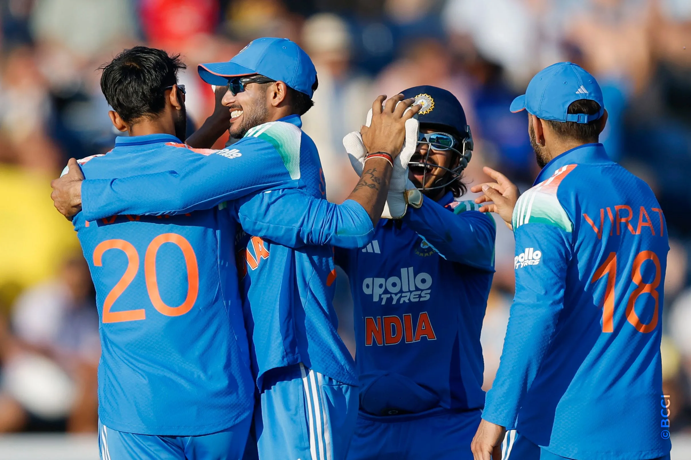 Axar Patel of India celebrates the wicket of Jos Buttler during the 2nd ODI match between England and India at the Sophia Gardens, Cardiff, Wales on July 16, 2026.Photo: Deepak Malik / CREIMAS for BCCI
