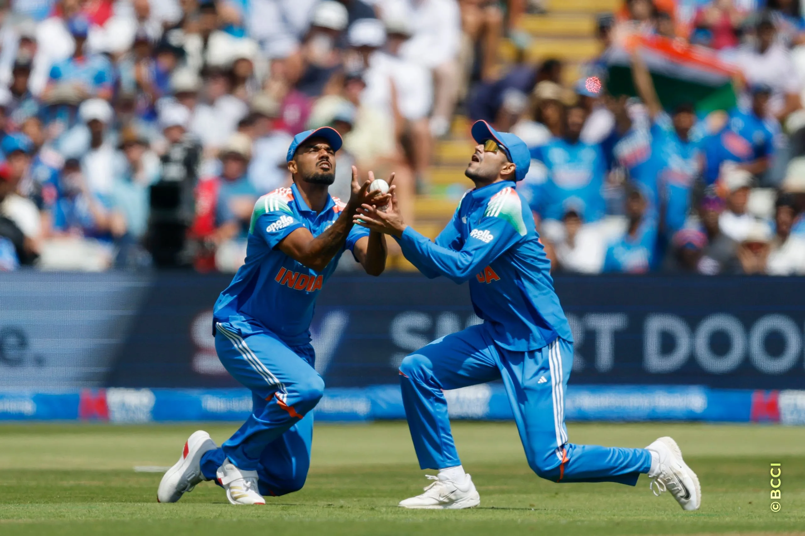 Gurnoor Brar of India  takes catch of Jos Buttler during the 1st ODI match between England and India at the Edgbaston, Birmingham, England on July 14, 2026.Photo: Deepak Malik / CREIMAS for BCCI
