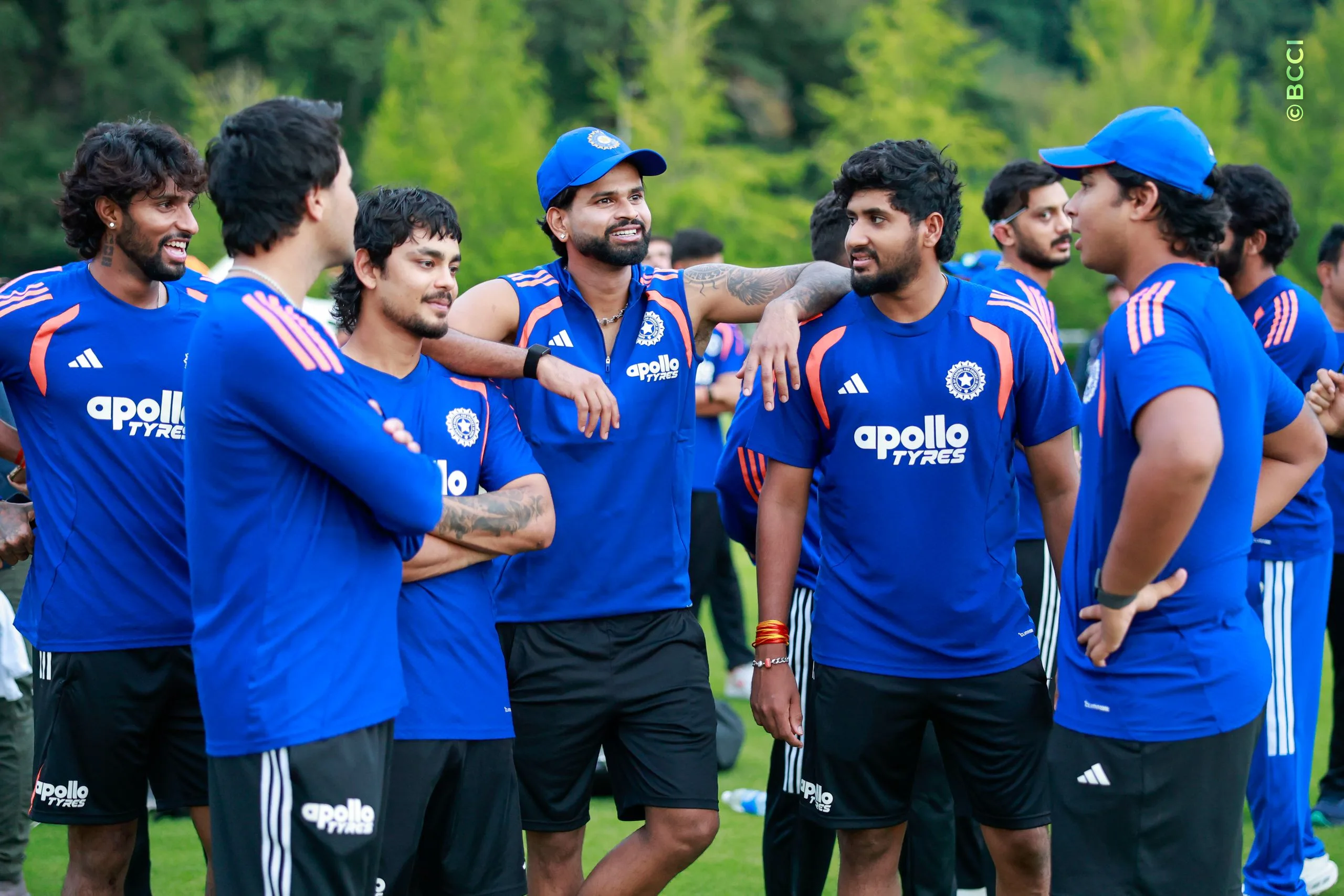 Shreyas Iyer of India with teammates during the Only T20I match between Japan and India at Sano Cricket Ground, Sano, Japan, on September 22, 2026.

Photo:  Deepak Malik / CREIMAS for BCCI