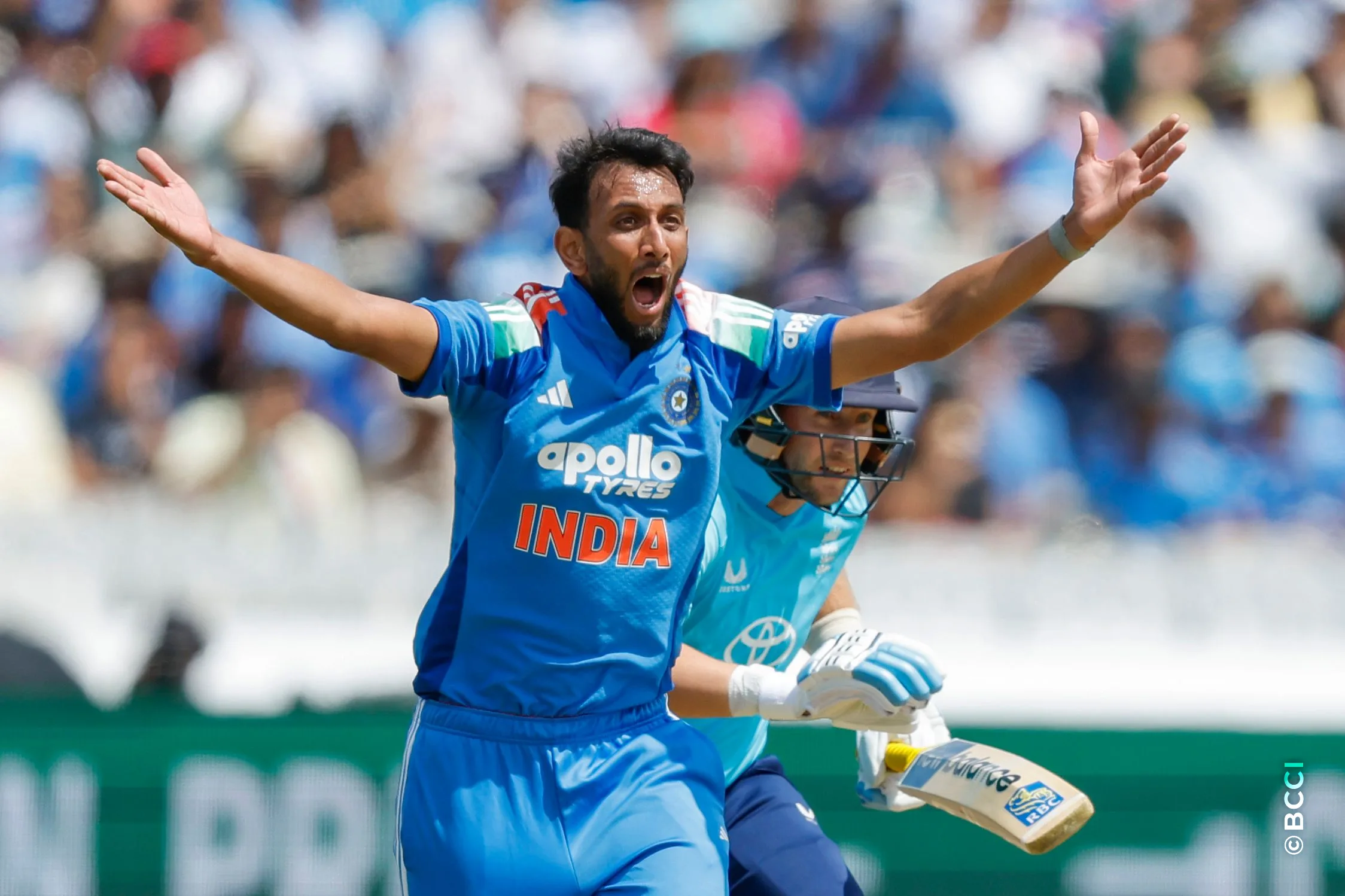 Prasidh Krishna of India appeals during the 3rd ODI International match between England and India at the Lord's Cricket Ground, London, England on July 19, 2026.Photo: Deepak Malik / CREIMAS for BCCI