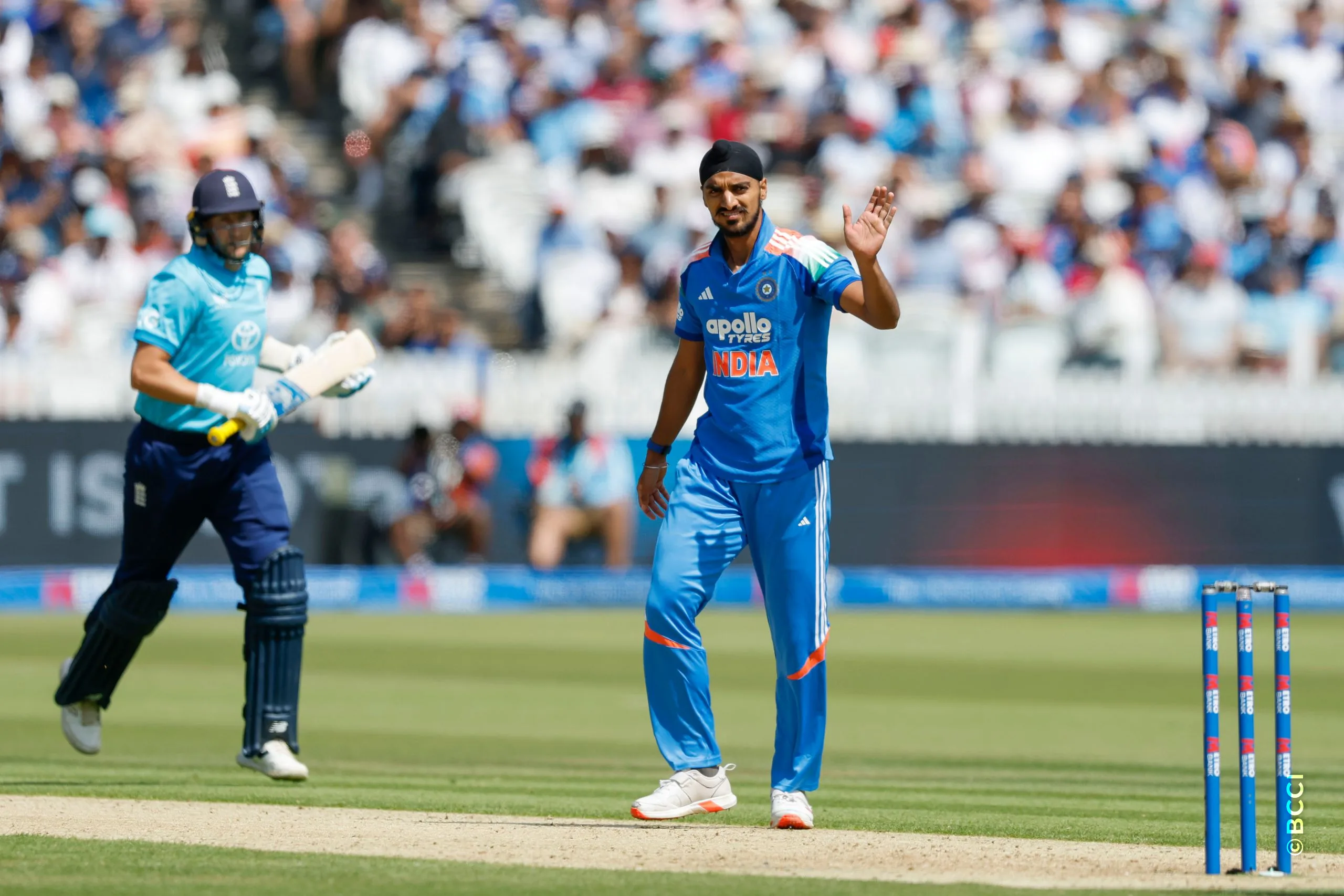 Arshdeep Singh of India during the 3rd ODI International match between England and India at the Lord's Cricket Ground, London, England on July 19, 2026.Photo: Deepak Malik / CREIMAS for BCCI