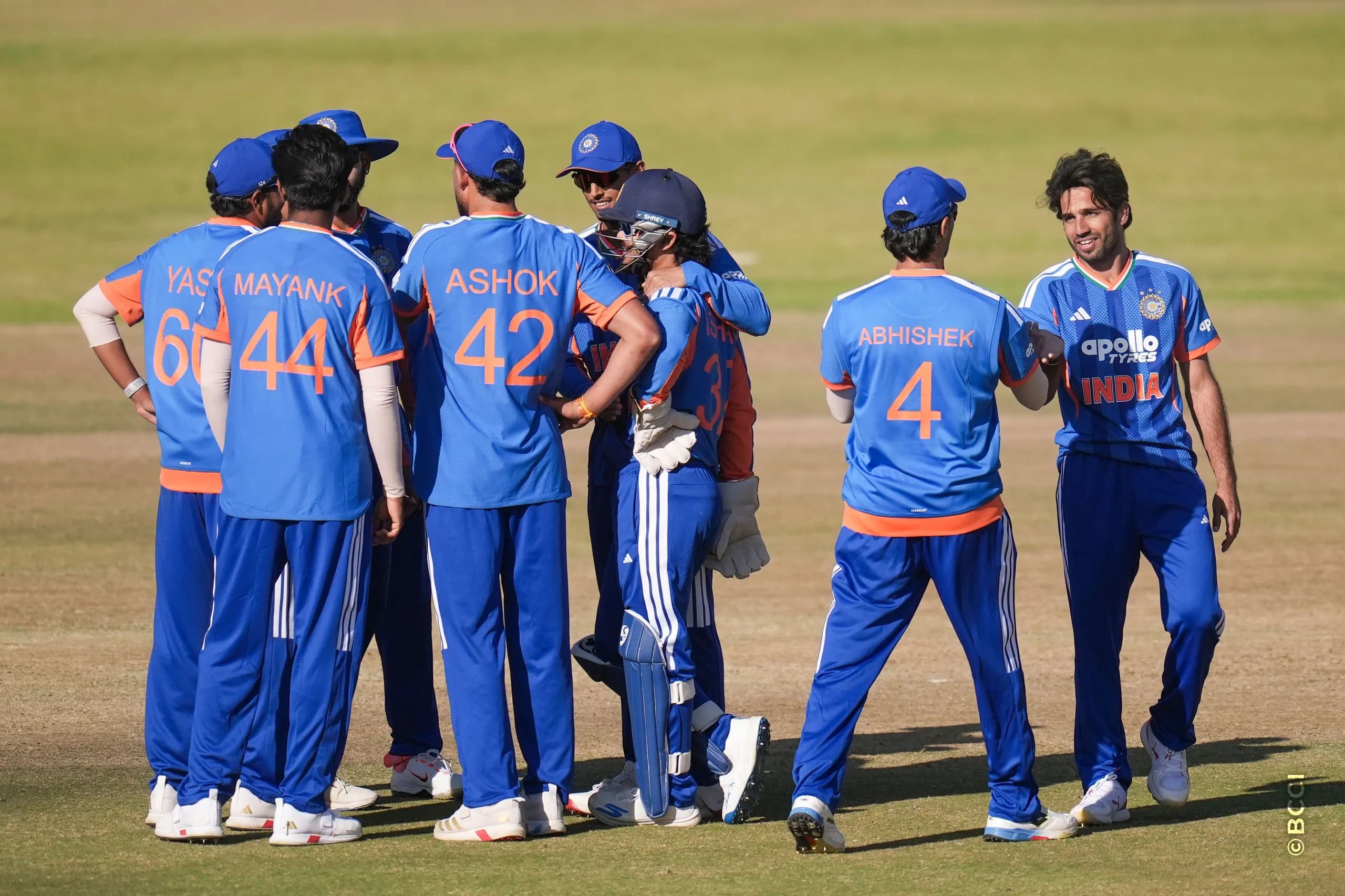 Ravi Bishnoi of India celebrates the wicket of Ben Curran of Zimbabwe during the 3rd T20 International match between Zimbabwe and India at the Harare Sports Club, Harare, Zimbabwe on July 26, 2026.Photo: Faheem Hussain / CREIMAS for BCCI