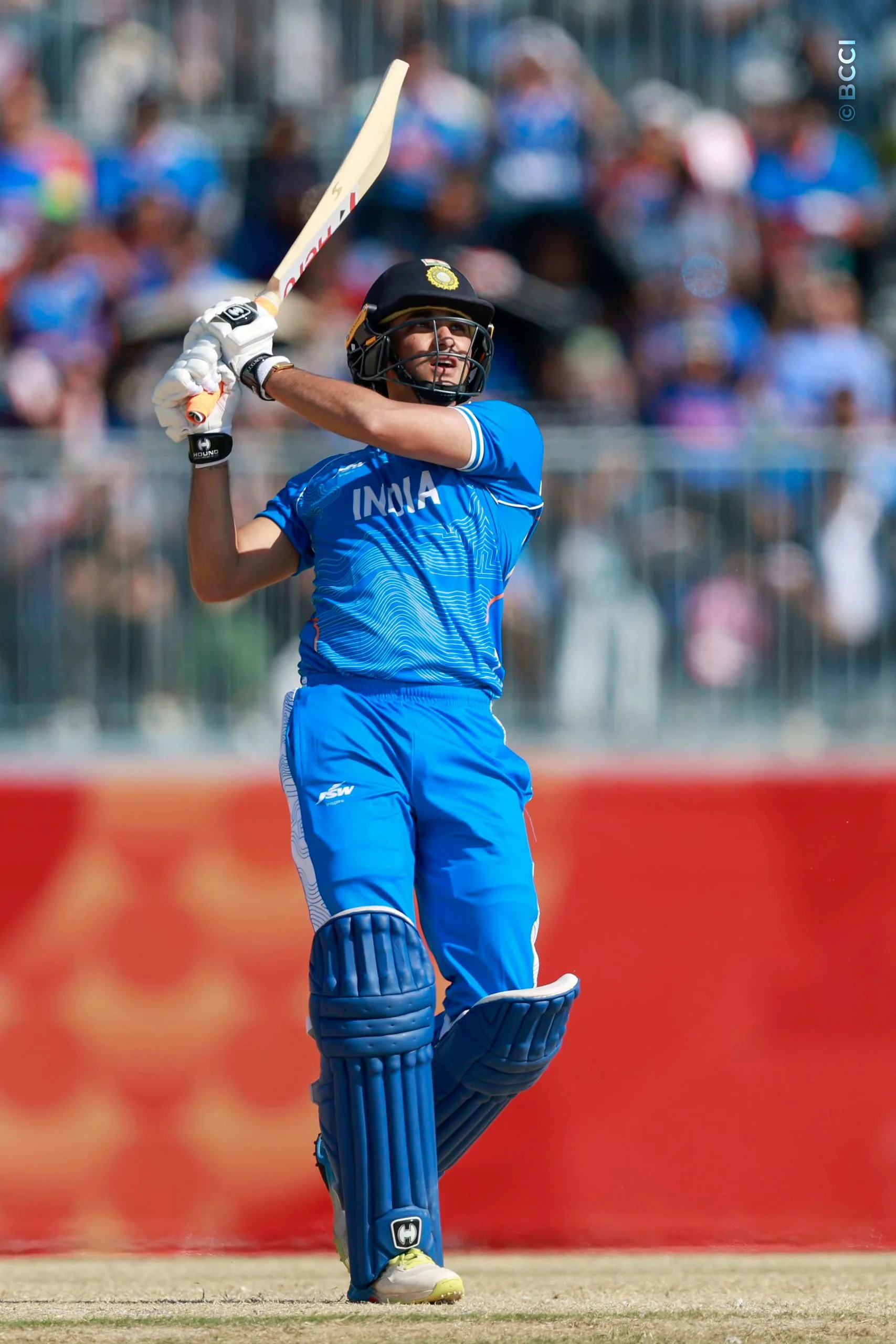Abhishek Sharma of India plays a shot during the Final match between the Pakistan and India at Korogi Sports Park, Nisshin, Japan, on October 3, 2026.Photo:  Deepak Malik / CREIMAS for BCCI
