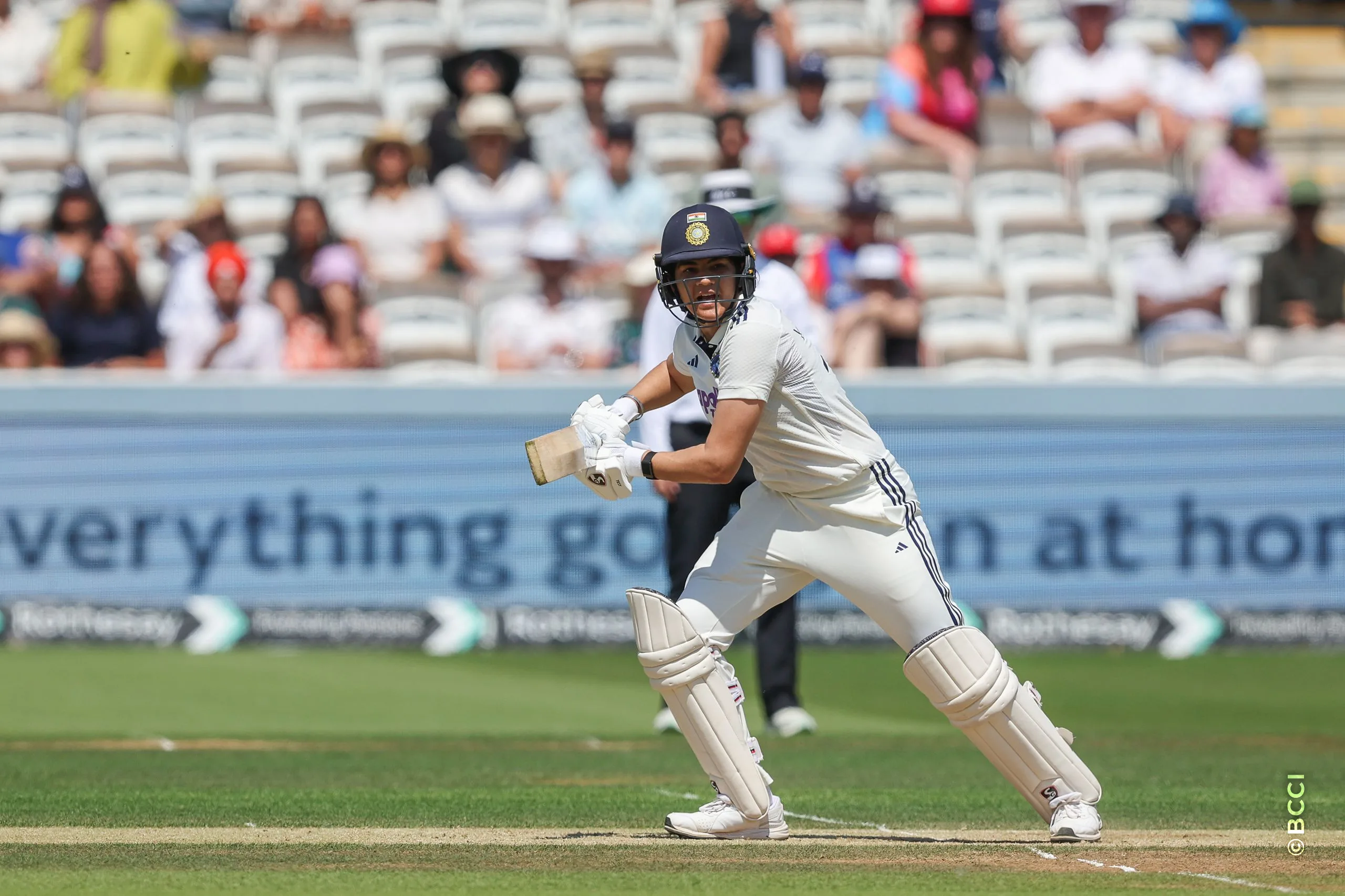 Yastika Bhatia of India plays a shot during Day 3 of the Only Test match between England Women and India Women at Lord's Cricket Ground, London, England, on July 12, 2026.Photo by Pankaj Nangia / CREIMAS for BCCI