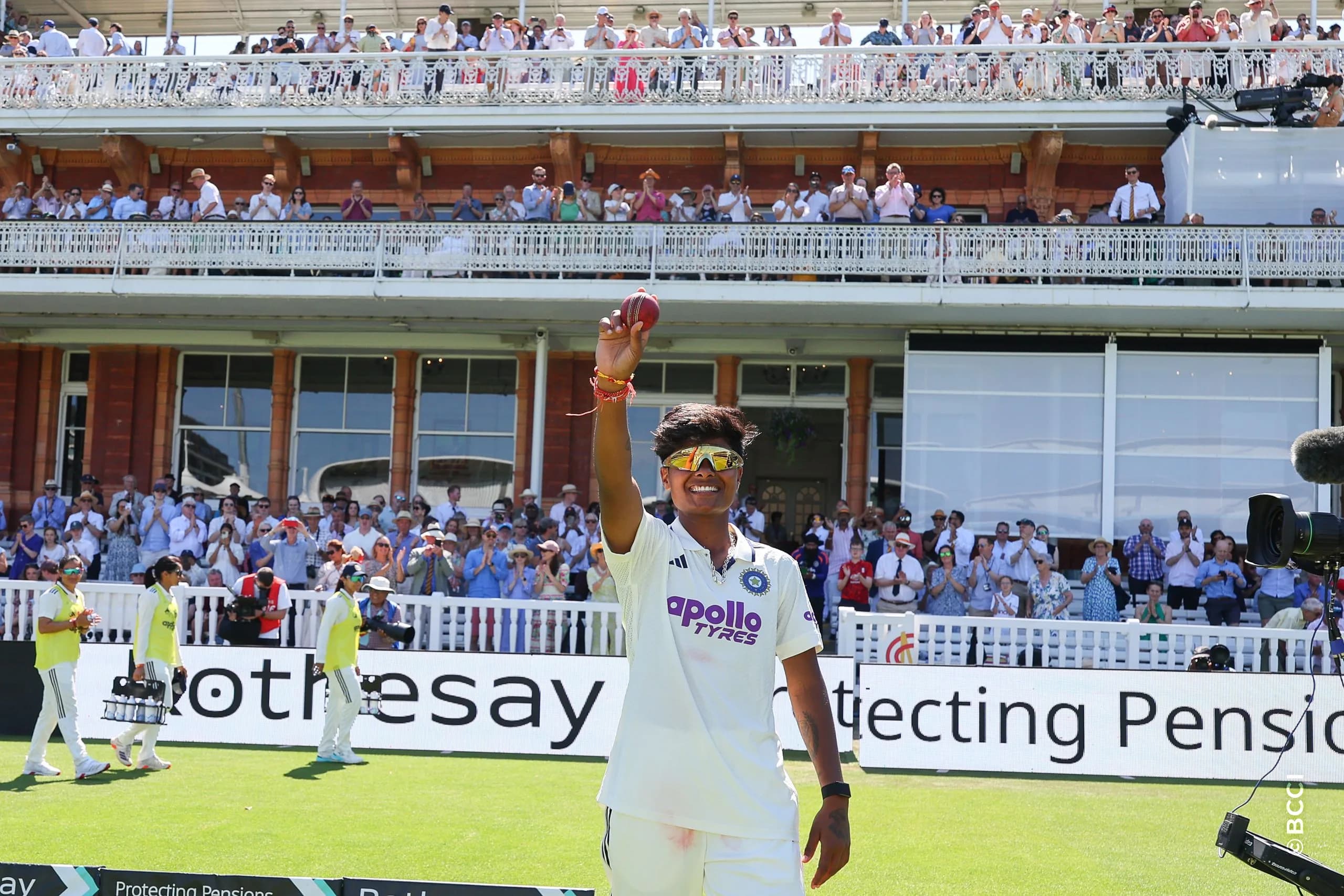 Kranti Gaud of India celebrates after taking her 5th wicket during the presentation of the during Day 2 of the Only Test match between England Women and India Women at Lord's Cricket Ground, London, England, on July 11, 2026.Photo by Pankaj Nangia / CREIMAS for BCCI