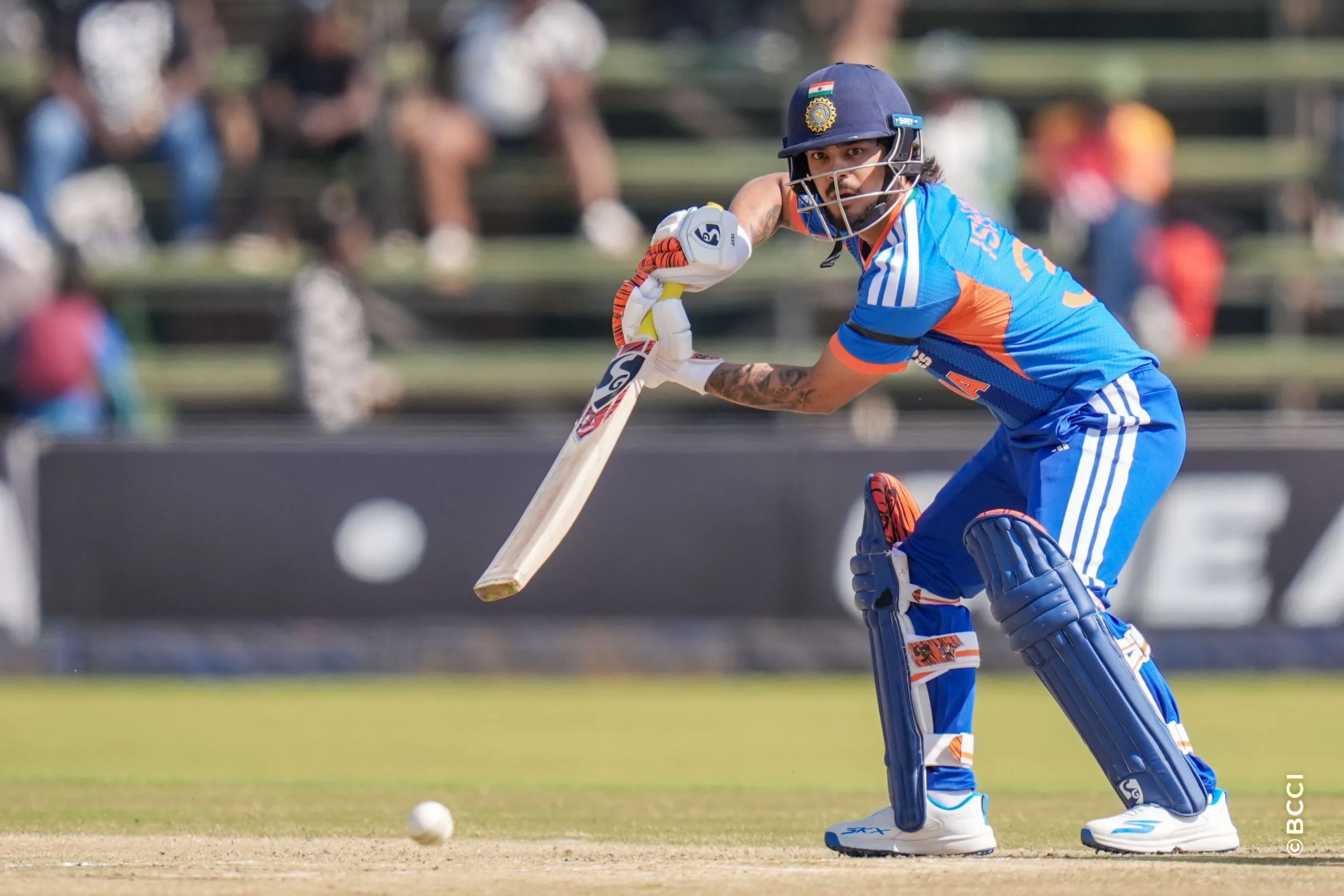 Ishan Kishan (WK) of India plays a shot during the 2ND T20 International match between Zimbabwe and India at the Harare Sports Club, Harare, Zimbabwe on July 25, 2026.Photo: Faheem Hussain / CREIMAS for BCCI