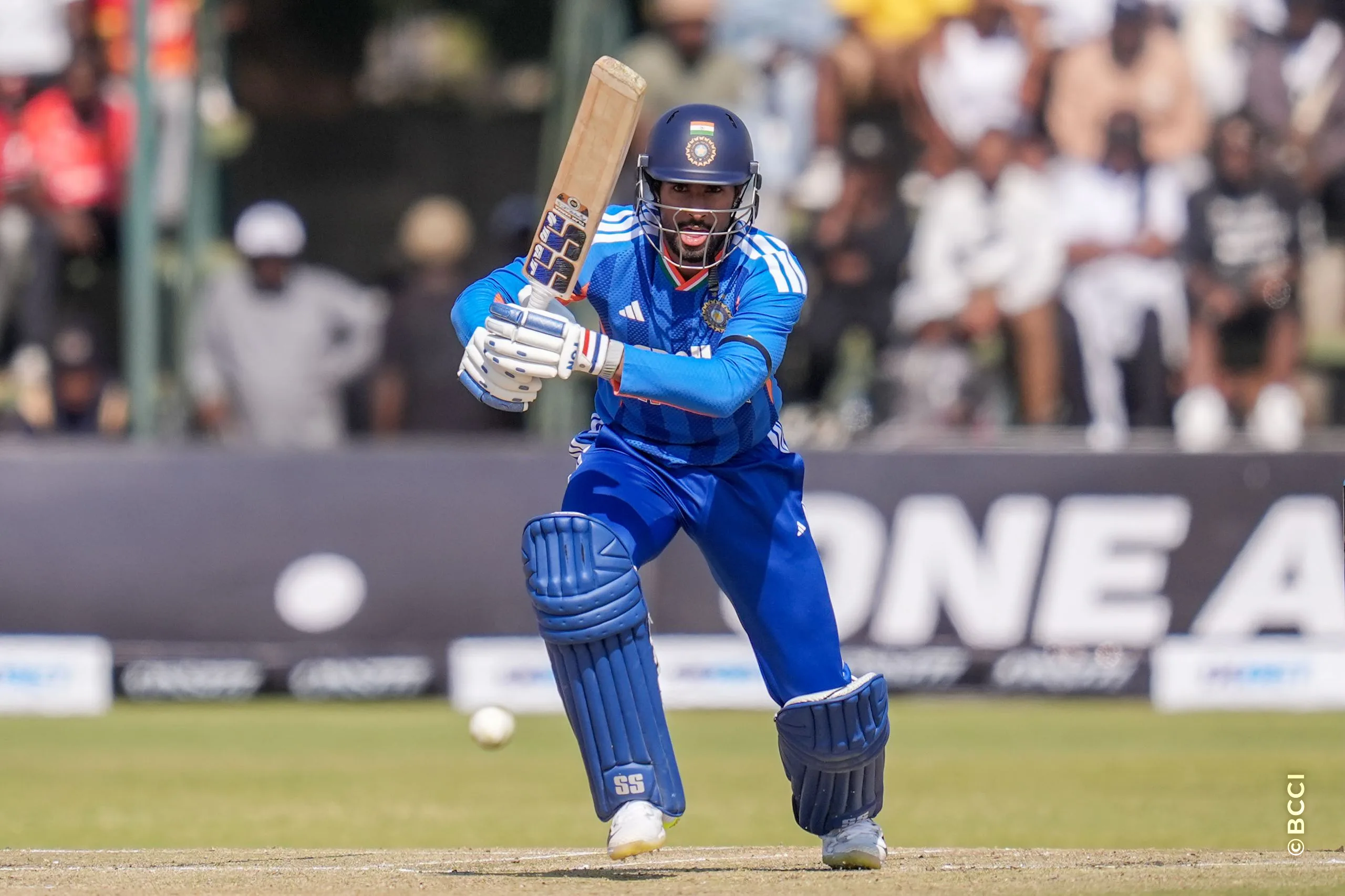 Tilak Varma (VC) of India plays a shot during the 2ND T20 International match between Zimbabwe and India at the Harare Sports Club, Harare, Zimbabwe on July 25, 2026.Photo: Faheem Hussain / CREIMAS for BCCI
