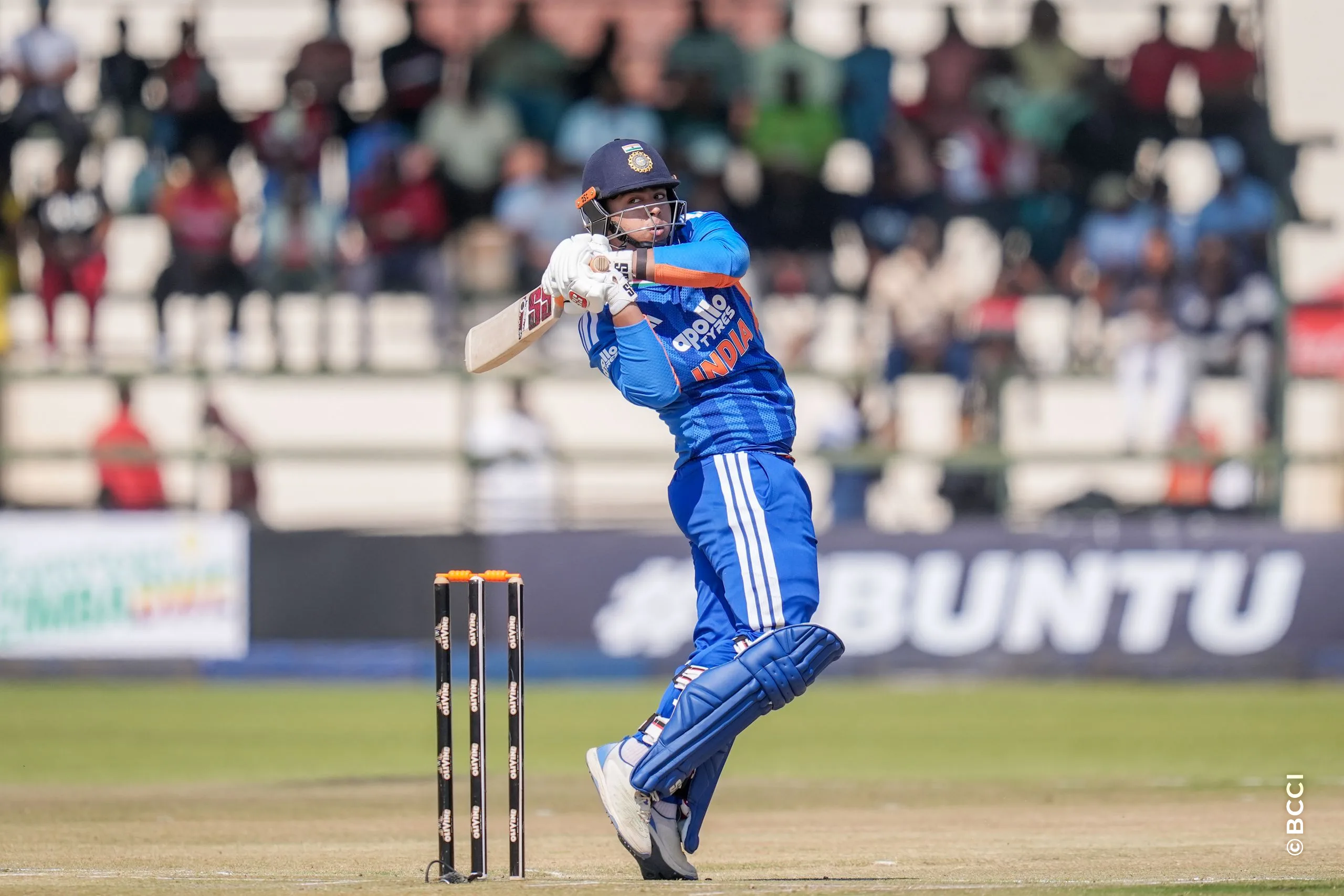 Vibhav Sooryavanshi of India plays a shot during the 2ND T20 International match between Zimbabwe and India at the Harare Sports Club, Harare, Zimbabwe on July 25, 2026.Photo: Faheem Hussain / CREIMAS for BCCI