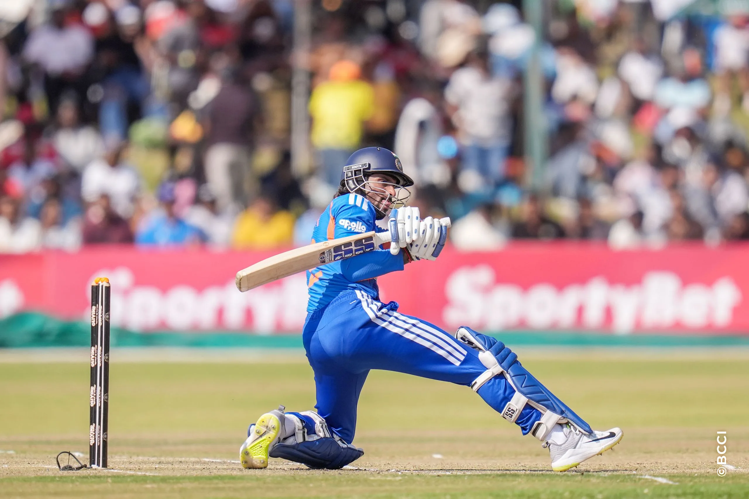 Tilak Varma (VC) of India plays a shot during the 2ND T20 International match between Zimbabwe and India at the Harare Sports Club, Harare, Zimbabwe on July 25, 2026.Photo: Faheem Hussain / CREIMAS for BCCI