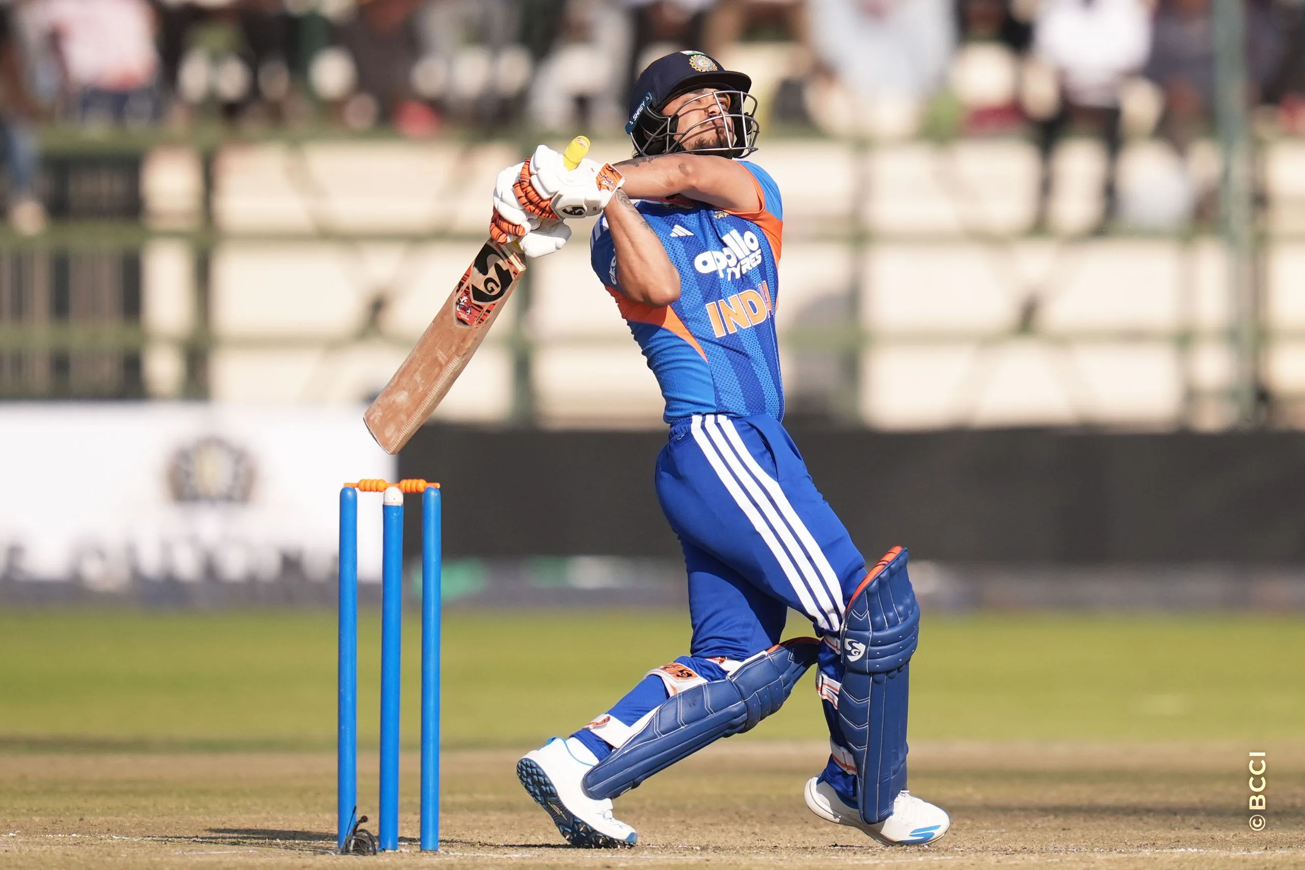 Ishan Kishan (WK) of India plays a shot during the 1st T20 International match between Zimbabwe and India at the Harare Sports Club, Harare, Zimbabwe on July 23, 2026.Photo: Faheem Hussain / CREIMAS for BCCI