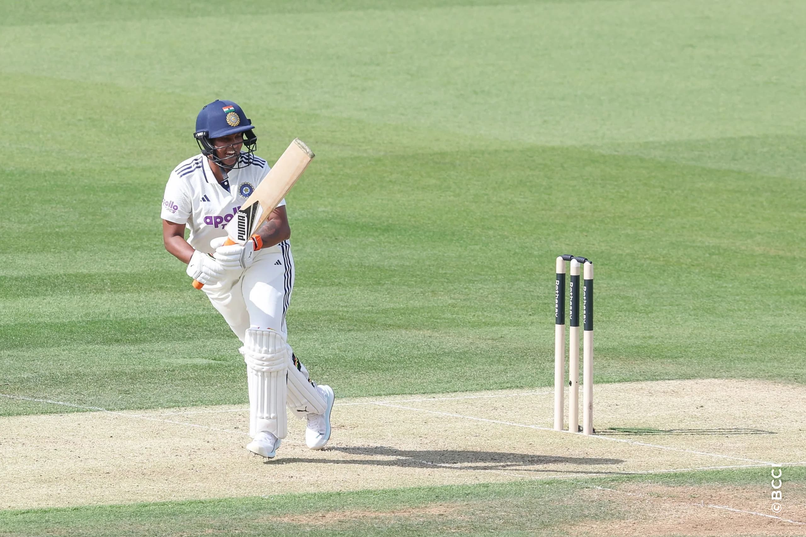 Deepti Sharma of India plays a shot during Day 1 of the Only Test match between England Women and India Women at Lord's Cricket Ground, London, England, on July 10, 2026.Photo by Pankaj Nangia / CREIMAS for BCCI
